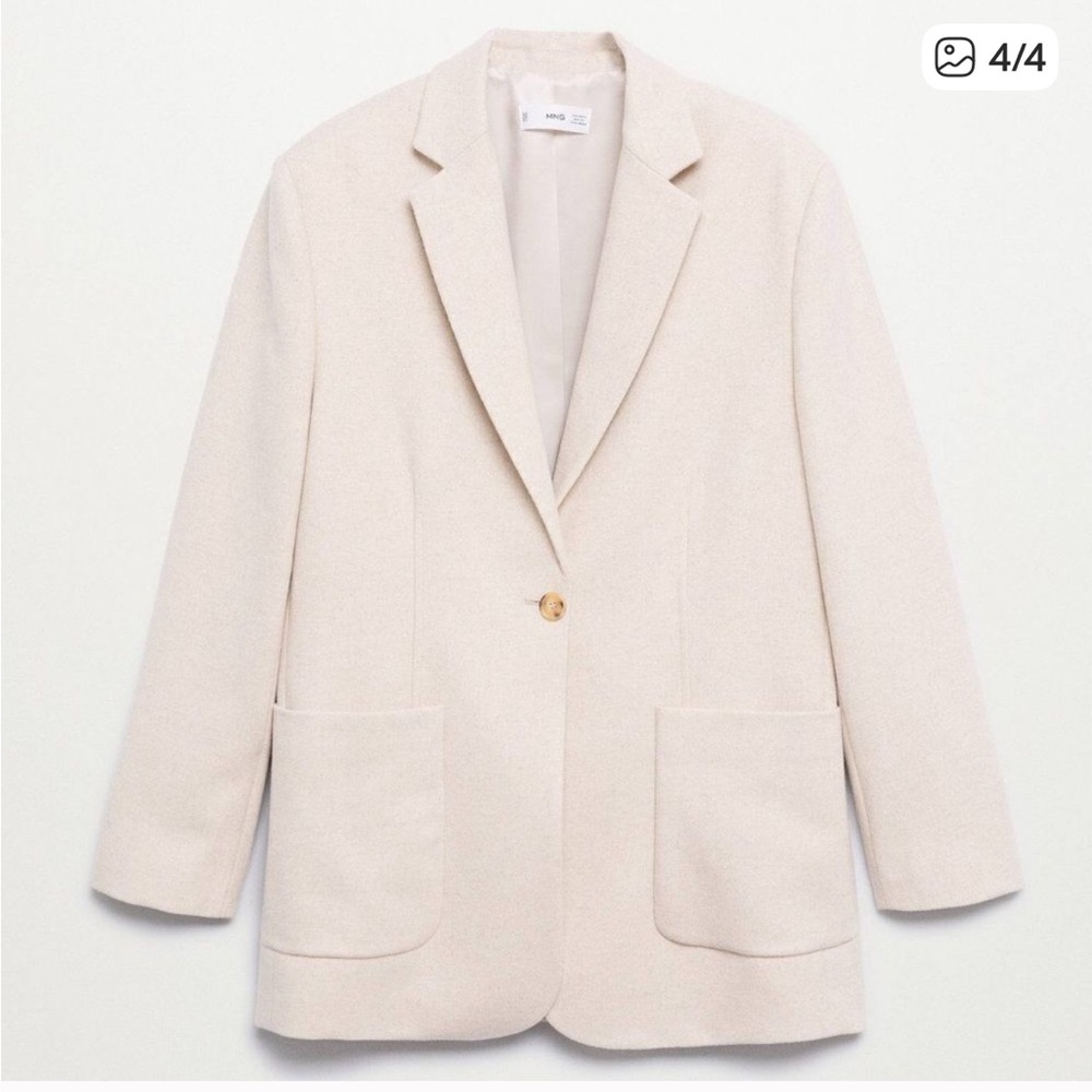 Mango Wool Blend Jacket Blazer Pockets New - Picture 4 of 4